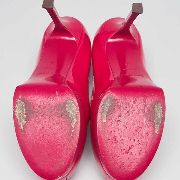Yves Saint Laurent Fuchsia Patent Leather Tribtoo 105 Pumps Size 5.5/36 - Picture 2 of 5